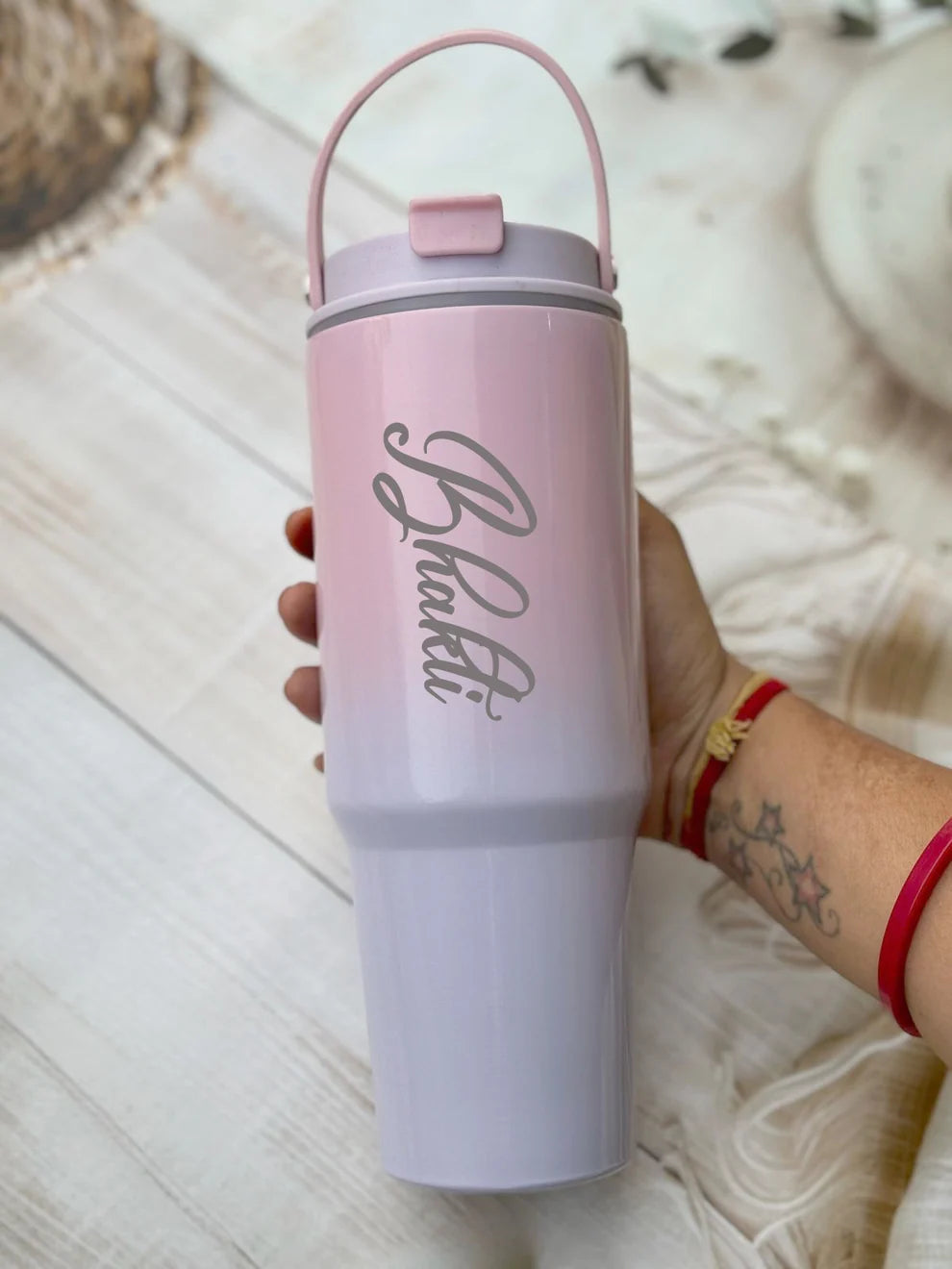 Personalized Sassy Stainless Steel Dual-Shaded Tumbler with Handle (900ml)