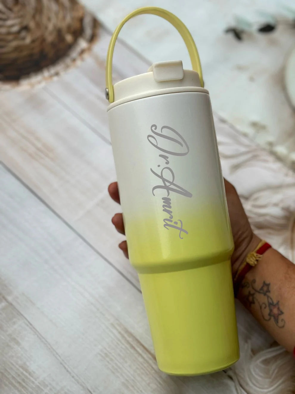 Personalized Sassy Stainless Steel Dual-Shaded Tumbler with Handle (900ml)
