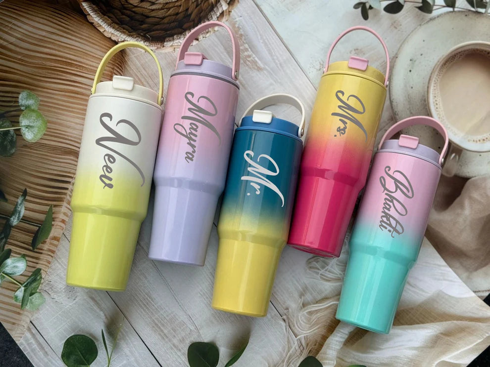 Personalized Sassy Stainless Steel Dual-Shaded Tumbler with Handle (900ml)
