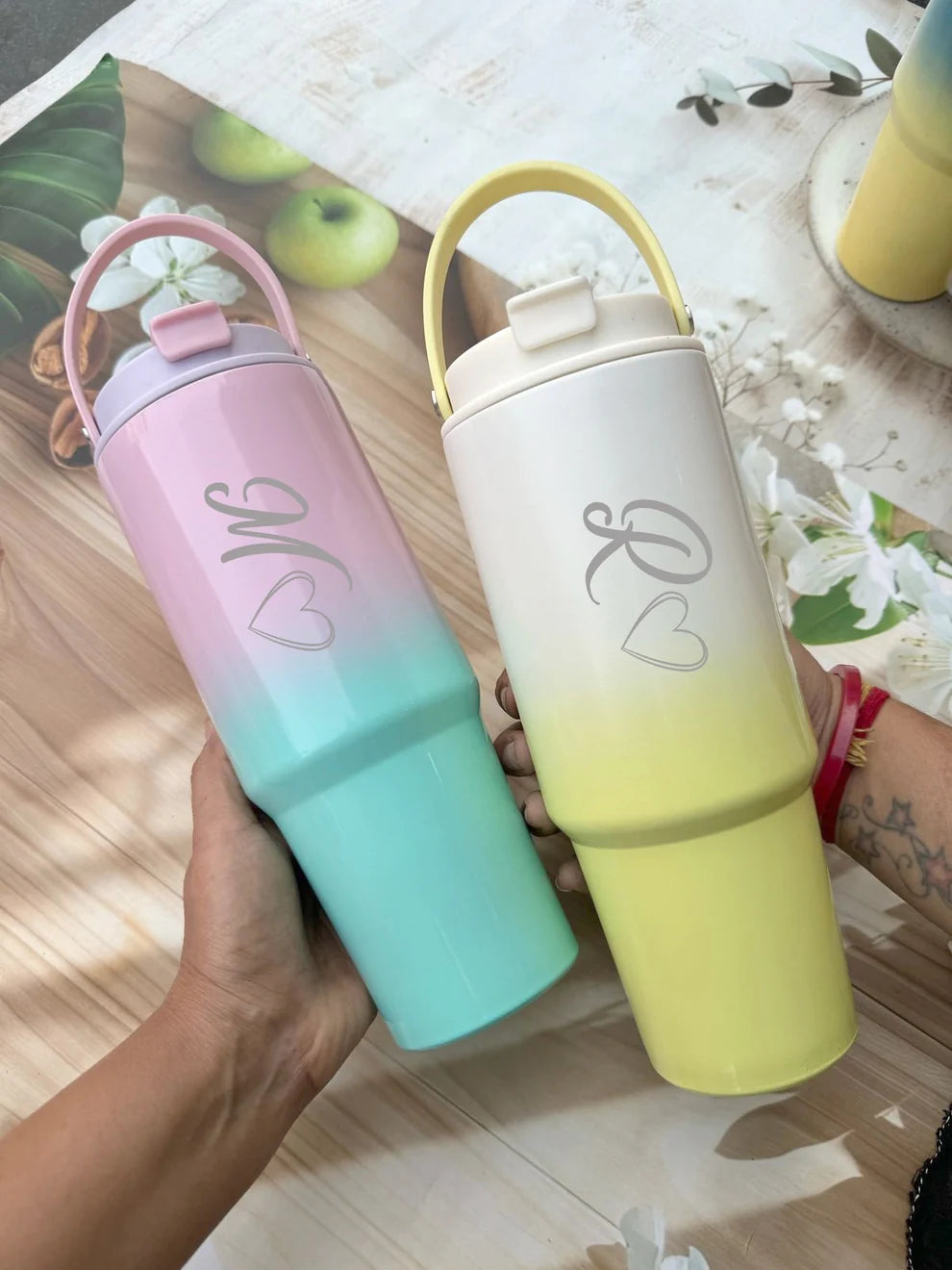 Personalized Sassy Stainless Steel Dual-Shaded Tumbler with Handle (900ml)