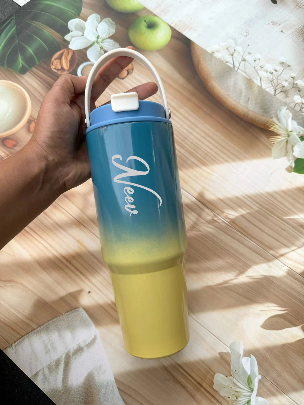 Personalized Sassy Stainless Steel Dual-Shaded Tumbler with Handle (900ml)