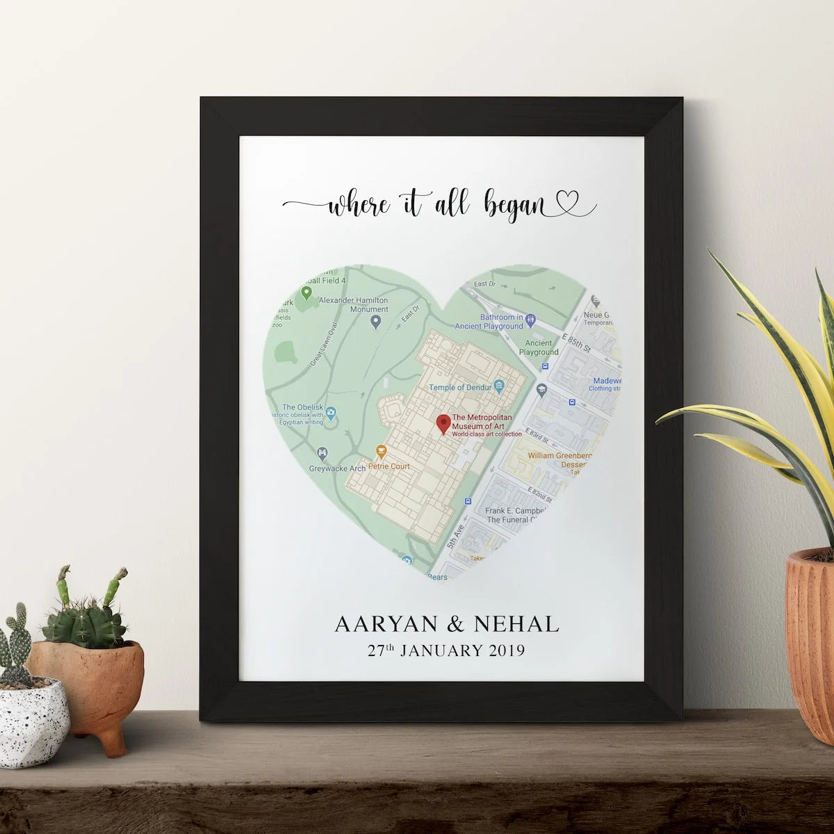 Where It All Began Frame – A5 Couple Map (Heart)