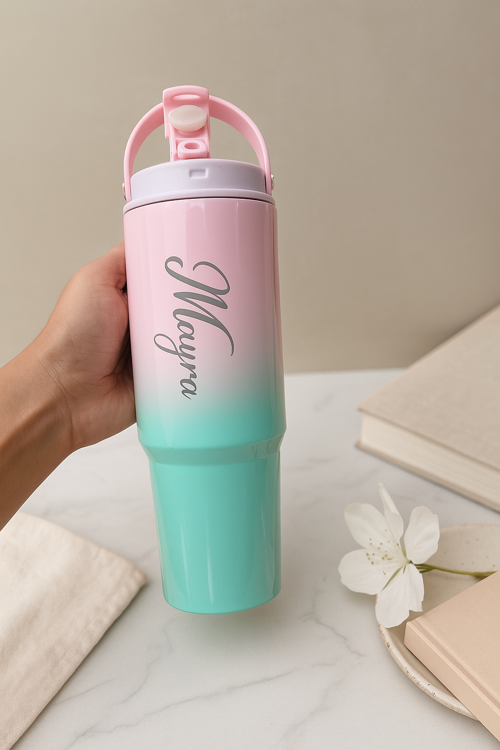 Personalized Sassy Stainless Steel Dual-Shaded Tumbler with Handle (900ml)