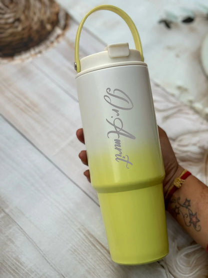 Personalized Sassy Stainless Steel Dual-Shaded Tumbler with Handle (900ml)
