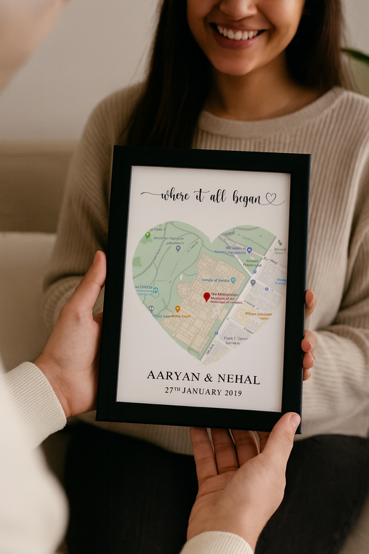 Where It All Began Frame – A5 Couple Map (Heart)