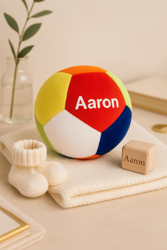 Personalized Plush Multicolor Baby Ball – Soft & Safe Toy for Infants