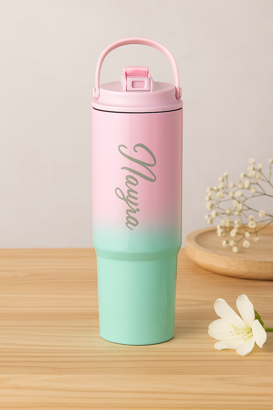 Personalized Sassy Stainless Steel Dual-Shaded Tumbler with Handle (900ml)